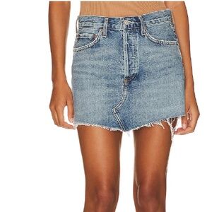 AGOLDE Parker Angled Hem Entrace Light Blue Denim Mini Skirt A9108-1206 SIZE 32